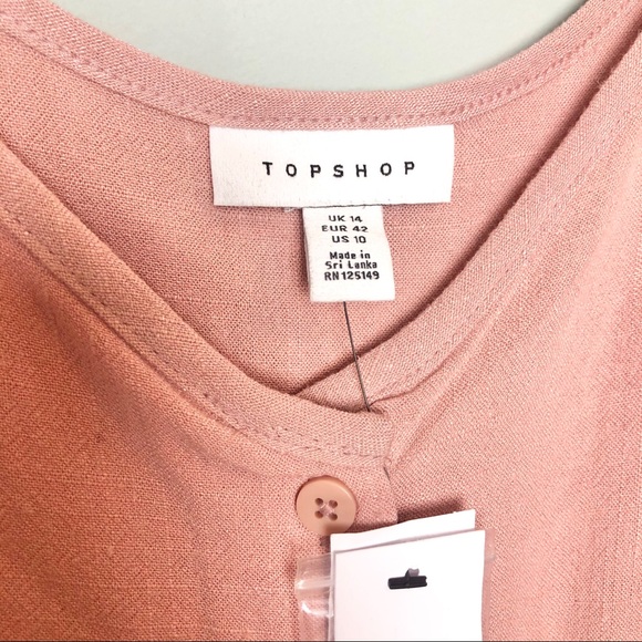 NWT Topshop Polly Tie Front Top - Picture 4 of 9